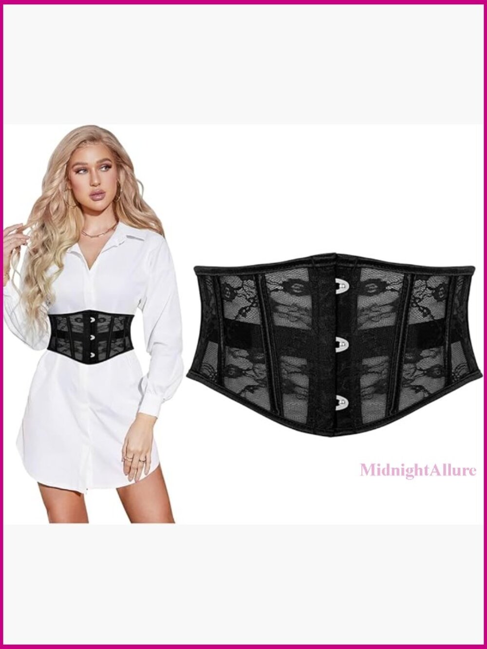 Underbust Corset Belt Jacquard Lace Up Boned Renaissance Steampunk Costume